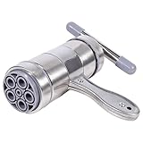 Nudel Presse Pastamaker Fruchtpresse, Maschine Nudelmaschine Haushaltsmaschine 5Pressformen zur Herstellung von Spaghetti Fettuccine Nudeln Edelstahl Druckmaschine Manuelle Nudelpresse Küchenwerkzeug