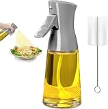 Showvigor Ölsprüher für Speiseöl, 180ml Glas Öl Sprühflasche mit Pinsel, Oil Sprayer, Dickes Glas, Große Reichweite, Starke Sprühkraft, Küche (GRAU)