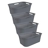 Rotho Brisen 4er-Set Wäschekorb 40l, Kunststoff (PP) BPA-frei, blau, 4 x 40l (59.6 x 39.6 x 23.2 cm)… (Anthrazit)