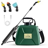 Green Haven 5L Batteriebetriebener Drucksprüher - USB wiederaufladbarer elektrischer Gartensprüher mit 3 verstellbaren Düsen, Easy-Fill Tank, haltbarem ABS, tragbares Design, und Schultergurt für
