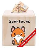 Holzwurm Spardose Kinder Holz - hochwertiges Sparschwein Baby für Jungen und Mädchen, Kinderspardose Sparfuchs, Geschenk zur Geburt oder Taufe