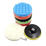 Polierschwamm, 8/11 Stück 80mm/125mm/150mm/180mm Auto Polierpad für Poliermaschine Bohrmaschine zum Polieren,Schleifen,Wachsen, Wolle Polieren Pad Schwamm Set mit M10 Bohrer Adapter, für Autopflege