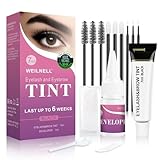 Wimpernfarbe Schwarz, Augenbrauenfarbe und Wimpern Farbe Set, Natürlichen Look und Hält 6 Wochen lang, Salon Home Verwendung DIY Haarfärbung für volle Augenbrauen & Volumen Wimpern 7ml