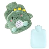Wärmflasche dino Tier Wärmflaschen für Kinder Wärmeflasche Kuschelig Kleine Wärmflasche Dinosaurier Weiches Plüsch Nettes Gutes Geschenk für Kind, Familie & Freund 500ml