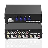 SIENOC 4-Wege AV Switch 4 in 1 heraus Audio Video L/R RCA Selector Switch Box Splitter Schwarz für DVD STB Spielkonsolen