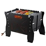 Youyijia Mobiler Gasgrill – Tragbarer Edelstahlgrill mit Stecksystem – Gas & Holzkohlebetrieb–Klappbar Faltbarer Campinggrill, Inkl Tragetasche, Perfekt für Camping, Balkon, Garten & Outdoor, Schwarz