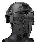 YChoolco Sparrta Vollgesichtsmaske aus Netzgewebe und taktischem Airsoft-Helm-Set, Camouflage-Helmüberzug for Paintball-Schießen im Freien