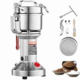VEVOR elektrische Getreidemühle Hochgeschwindigkeits-Gewürzmühlen 1500 W 300 g, Pulverisiermaschine aus Edelstahl, für trockene Körner Gewürze Müsli Kaffee Mais Pfeffer Silber 180 x 160 x 355 mm