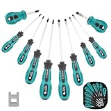 TNOMSNO Schraubendreher Set, Magnetischer Schraubendreher, Kreuzschlitz und Flachkopf, 10-teilig, Magnetisierer / Entmagnetisierer, für Elektronik, Digital, Modellbau, Haushaltsreparaturen