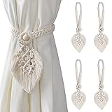 BOZILY 4 Stück Boho Vorhang Raffhalter, Gardinenhalter Raffhalter,Vorhang Seil Schnallen, Vorhang Halter Schnallen Vorhang Binder zur Dekoration von Wohnzimmer, Büro und Schlafzimmer
