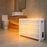 1000W Elektroheizung, Konvektor-Heizung mit Bodenrollen, Leise Elektrisch, Standgerät Heizkörper mit Thermostat
