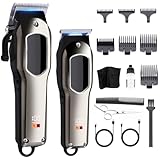 Haarschneidemaschine，Professional Herren Konturen Haartrimmer，Schnurlose Barbierschere，Haarschneideset，Friseur-Haarschere mit LED-Anzeige,Män Geschenke
