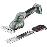 Metabo Akku-Strauch- und Grasschere PowerMaxx SGS 12Q (601608850) 12V, werkzeugloser Schnellwechsel, präzise Schnitte an Büschen + saubere Rasenkanten, ohne Akku