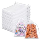 150 Stück Organzasäckchen 10x15cm, Säckchen Zum Befüllen,Geschenksäckchen, Organza Säckchen Für Hochzeit, Geburtstag, Weihnachten (Weiß)