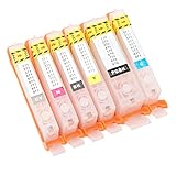 Fictory Fictory Nachfüll-Tintenpatronen-Set, 6 Farben, 6 Stück, Ersatz-Tintenpatronen, permanenter Chip, kompatibel mit BK, C, M, Y, GY, 170, 171