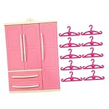rongweiwang Organisieren Sie den Puppenschrank ergonomisch mit 10 Kleiderbügeln. Puppenschrank Möbel aus robustem Kunststoff. Aufbewahrung , mit geradem Kleiderbügel , 18.2 x 7 x 25.8 cm
