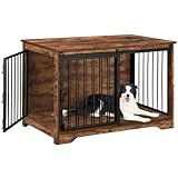 Hzuaneri Hundekäfig Möbel, 100cm hundebox für zuhause, Schiebetüren, 2 Tür, Moderne hundebox Holz Indoor für kleine/mittlere/große Hunde, Hundekäfig für Zuhause, 100 x 60 x 68 cm, Vintagebraun