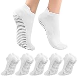 Utensilsto 5 Paar Yoga Socken Damen Antirutschsocken 37-40 Stoppersocken Pilates Socken Für Damen Pilates, Yoga, Barre, Tanz, Fitness(White)