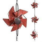 Metall-Windmühlen-Regenkette, Fallrohr-Verlängerung, für den Außenbereich, Garten, dekorative Wasserumleitungskette, 2,5 m