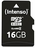 Intenso microSDHC 16GB Class 4 Speicherkarte inkl. SD-Adapter, schwarz