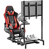 Anman G920 Racing Simulator Cockpit mit rotem Sitz und Monitorhalterung Passend für Thrustmaster/Fanatec/Logitech G27 G29 G923 T300RS GT, ohne Handbremse, Lenkrad, Pedale und Monitor