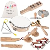 STOIE'S Musikinstrumente für Kinder ab 3 Jahre Holz Montessori Instrumente Kinder Musikinstrumente Baby Klanghölzer Kinder Instrumente Trommel Musikspielzeug