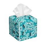 Taschentuchbox, Hai mit Sonne, quadratisch, aus PU-Leder