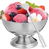 NIYANGLE Edelstahl Dessertschale 10cm Salatschüssel mit Fuß Mittelgroßer Eisbecher für Obst und Snacks