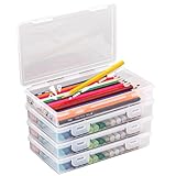 MHwan Stiftebox, 4 Stück Stapelbare Aufbewahrungsbox, robust und langlebig, BPA-frei, aufsteckbare Aufbewahrungsbox für Bürobedarf, Kunsthandwerk, Teile, Schule, Familie, durchscheinend