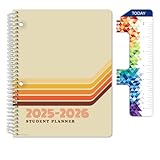 Global Datebooks Datierter Schülerplaner für das Schuljahr 2025–2026, inklusive Lineal/Lesezeichen und Planungsaufklebern (Matrix-Stil, 17,8 x 22,9 cm, Retro)