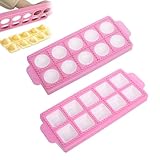 2 Stück Ravioliformen mit 10 Gitter, Kunststoff Form für Runde Eckige Ravioli, Hochwertigen Ravioli Ausstechformen, Knödelform, Ravioliformer Set für Die Herstellung Von Ravioli, Kuchen, Knödel