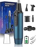 Nasenhaartrimmer Herren, 3 in 1 Nasenhaarentferner und Ohrhaarschneider, USB Wiederaufladbar Ohrhaarschneider mit Doppelschneideklingen für Männer und Frauen, IPX7 Wasserdicht, Einfache Reinigung