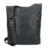 Christian Wippermann Damen Tasche Schultertasche Umhängetasche Crossover Bag Leder Optik Handtasche Blau01