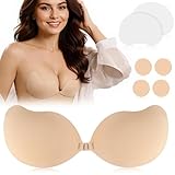 Kimsky Klebe Bh, Unsichtbarer Klebe Bh Push Up, Wiederverwendbarer Sticky Bra für Alle Brustformen, Push Up Klebe bh mit Brustwarzenschutz und Lifting Kleber, für Brautkleider und Abendkleider - B CUP