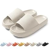 HEOAARG Badelatschen Herren Damen Original Badeschuhe Wolke Badeschlappen Rutschfest Schlappen Wolkenschuhe Weich Cozislides Slippers Flip Flops Innen & Außen，Beige，38-39 EU