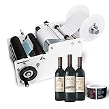 SUSEMSE Runde Flaschenetikettiermaschine MT-30, verstellbare halbautomatische Etikettiermaschine Manueller Etikettenapplikator Selbstklebend für Dosen und Flaschen