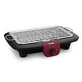 Tefal Easygrill Adjust Red Elektrogrill, 2300 Watt Tischgrill, 870 cm² Grillfläche, einfache Reinigung, Grillrost und Tropfschale spülmaschinenfest, vollständig zerlegbar, schwarz/burgunderrot, BG90E5