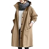 Generisch Lockerer bequemer Kapuzenmantel Oberbekleidung eleganter Damen-Windbreaker Wilder Winter-Damenmantel (Beige XXL)