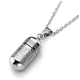Zysta Edelstahl Asche Schmuck Memorial Urnen Anhänger Patrone Kette Kapsel Pendant Halskette Gravur mit Om Mani Padme Hum (Silber)