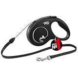 flexi® Classic S Seil 5 m schwarz, Roll-Leine für Hunde bis 12 kg