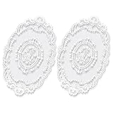 AOZUO 2 Stück Retro Platzsets aus französischer Spitze, Exquisite Blumenstickerei Platzsets Häkeldeckchen, Handgefertigte Weiß Runde Deckchen Untersetzer Vasenmatte für Heimdekoration (45 x 28cm)