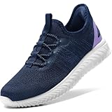 STQ Damen Turnschuhe Slip on Sneakers Bequem Wanderschuhe Outdoor Atmungsaktiv Sportschuhe Marineblau 40 EU/ 8.5 US