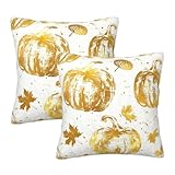 ZSUUGJ Kürbis-Kissenbezüge, 45,7 x 45,7 cm, 2 Stück, Herbstdekor, Erntedankfest, dekorative Outdoor-Kissenbezüge für Couch, Zuhause