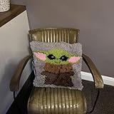 ROCKY&CHAO Knüpf-Set –Kissenbezug &Knüpfteppich zum Selbermachen (ohne Kissenfüllung),43 * 43 cm,Latch Hook Kit für Erwachsene und Kinder, DIY Heimdeko Grey