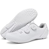 Hiuzylqx Fahrradschuhe Herren Mit Gummisohle Rennrad Und Mountainbike Schuhe rutschfeste No-Lock Fahrradschuhe,Weiß,47 EU