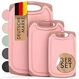 Blumtal Schneidebrett Set mit 3 Größen (S/M/L) - Schneidebrett Kunststoff groß + Saftrillen & Griff - Cutting Board - Schneidbrett BPA frei - Bretter Set Küche - Schneidebretter Set in Tonfarbe
