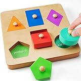 KmmiFF Holzpuzzle 1 Jahr, Montessori Spielzeug 1 2 3 Jahr Geburtstag Geschenke, Steckspiel Babyspielzeug Farben Formen lernspielzeug Motorikspielzeug 12 18 Monate Kinder Junge mädchen
