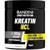 Bandini® Kreatin HCL Pulver 300 g – Sehr starker und intensiver Geschmack, aber 100% REIN – NICHT EINNEHMEN, wenn Sie empfindlich auf den sauren Geschmack reagieren – Kreatin-Hydrochlorid für Sport