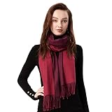 MaaMgic Schal Damen Zweifarbig Stola mit Baumwolle Herbst Winter Mehrfarbige Deckenschal MEHRWEG Rot Dunkelrot