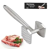 AKOLAFE Fleischklopfer Edelstahl Fleischklopfer 26cm Schnitzelklopfer Doppelseitig Fleischhammer Antihaft Meat Tenderizer Aufhängend für Steak, Huhn, Schwein, Rippchen, Spülmaschinenfest